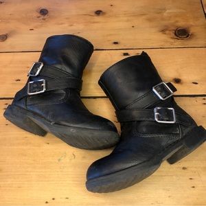 Toddler Girls Black Boots - Motorcycle style - GUC